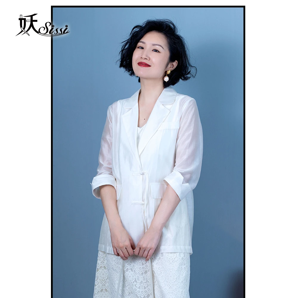 【G 云淡风青】丝夏七分袖绳盘扣薄西装卡其3色