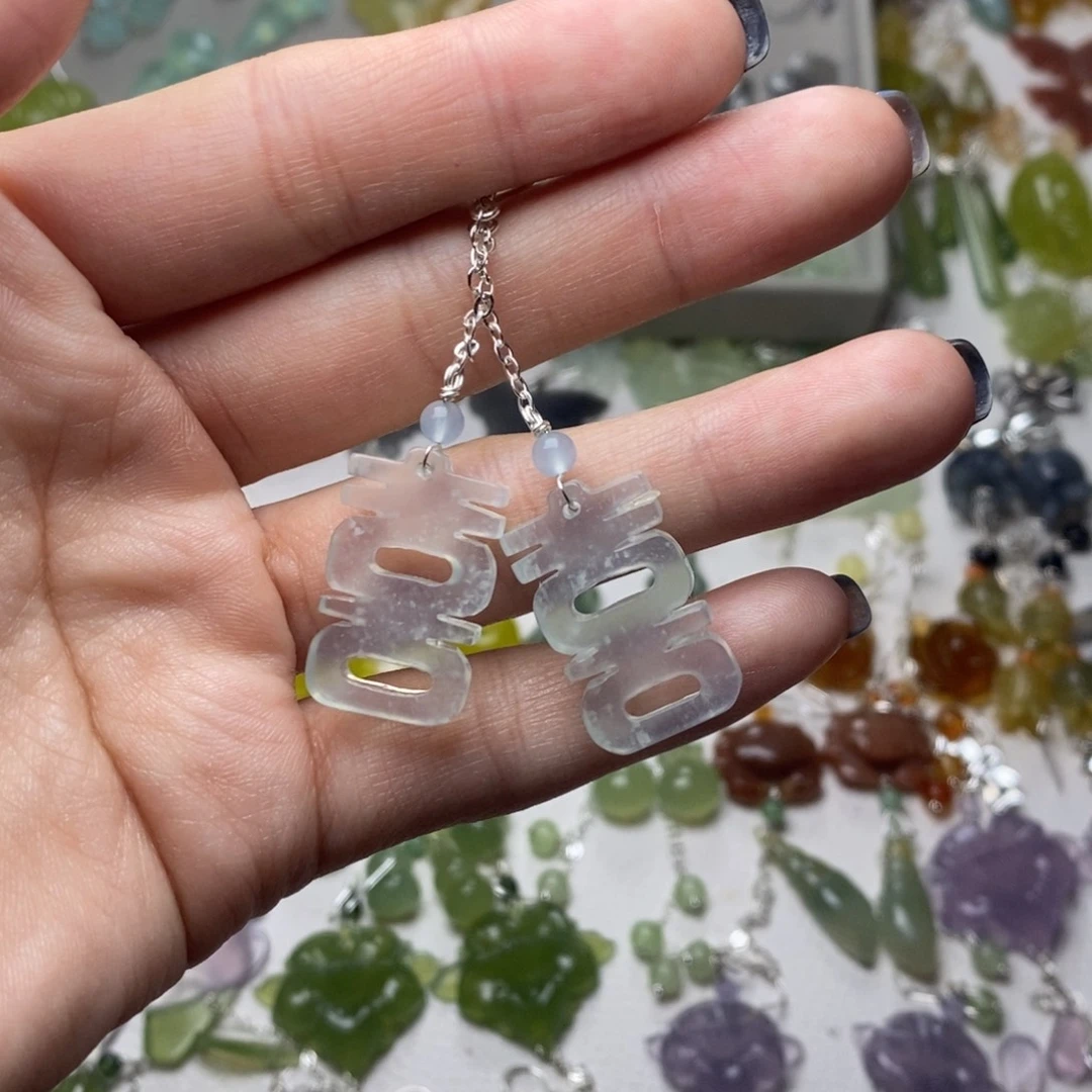 蛇纹石玉合金耳饰/颈饰