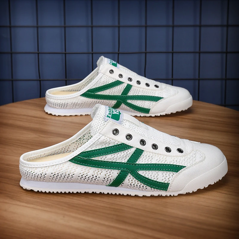 [经典]无后跟懒人鞋夏季防滑包头凉拖透气网面男士布鞋阿甘半托鞋