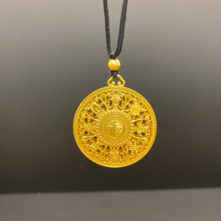 铜合金吊坠 新中式国潮风 镂空万字大福盒配绳子素款双面时尚精美