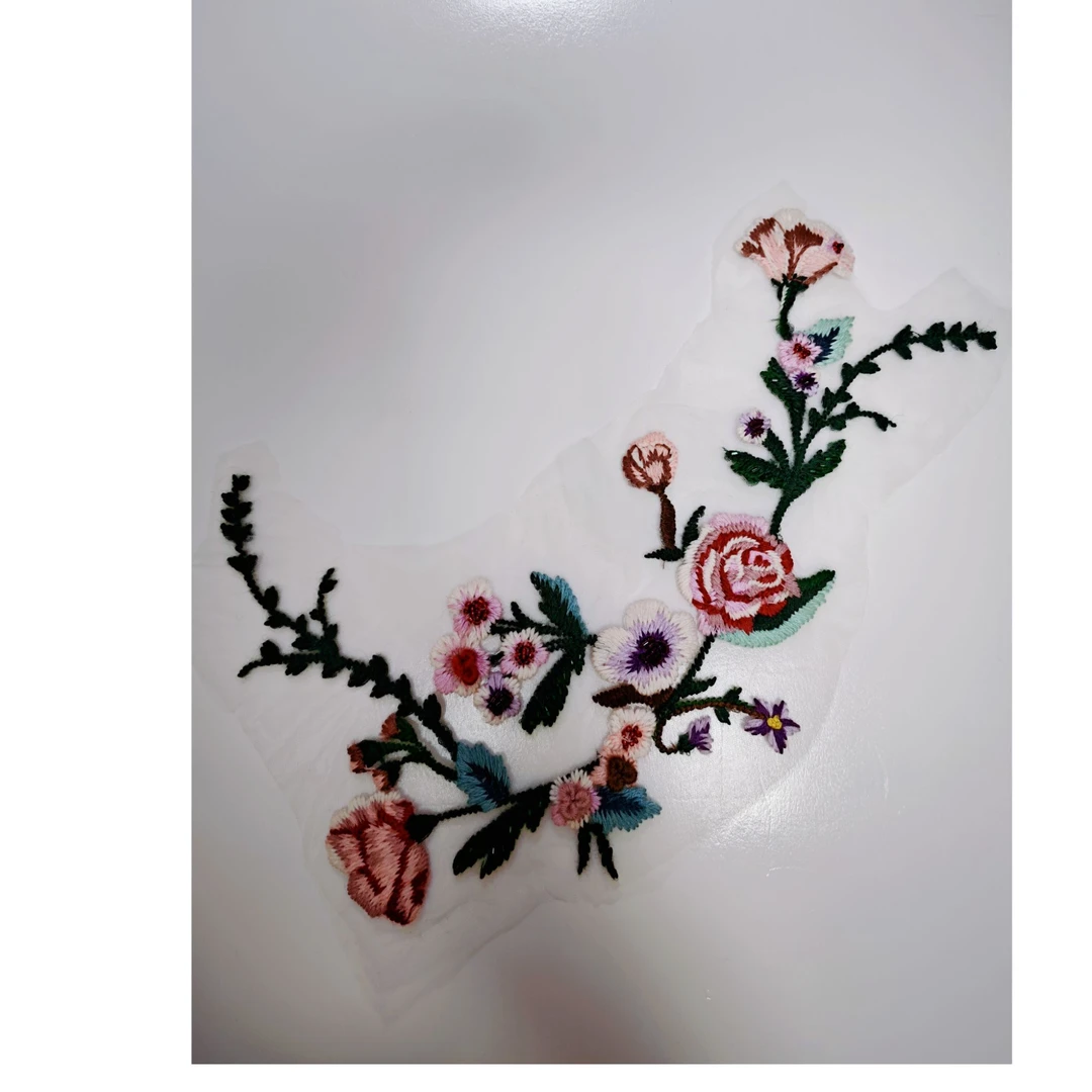 复古花卉刺绣布贴 网纱底立体绣花片 衣服补丁贴装饰辅料