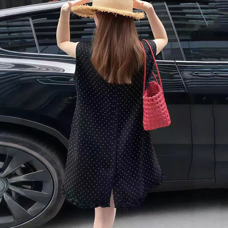 韩版宽松显瘦胖MM波点无袖连衣裙女夏2025新款今年流行爆款背心裙