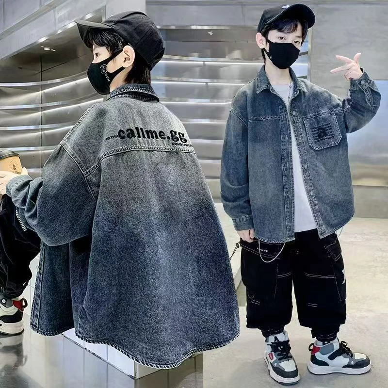 秋季新款洋气炸街中大童外套2025男童衬衣衬衫S9458