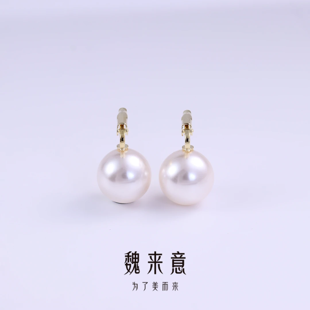 【魏来意】镀K金正圆无暇 优雅公主耳环( 14mm)