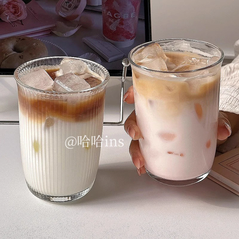 ins咖啡杯耐热饮品杯玻璃杯透明专用冷饮杯喝水杯子牛奶杯女士