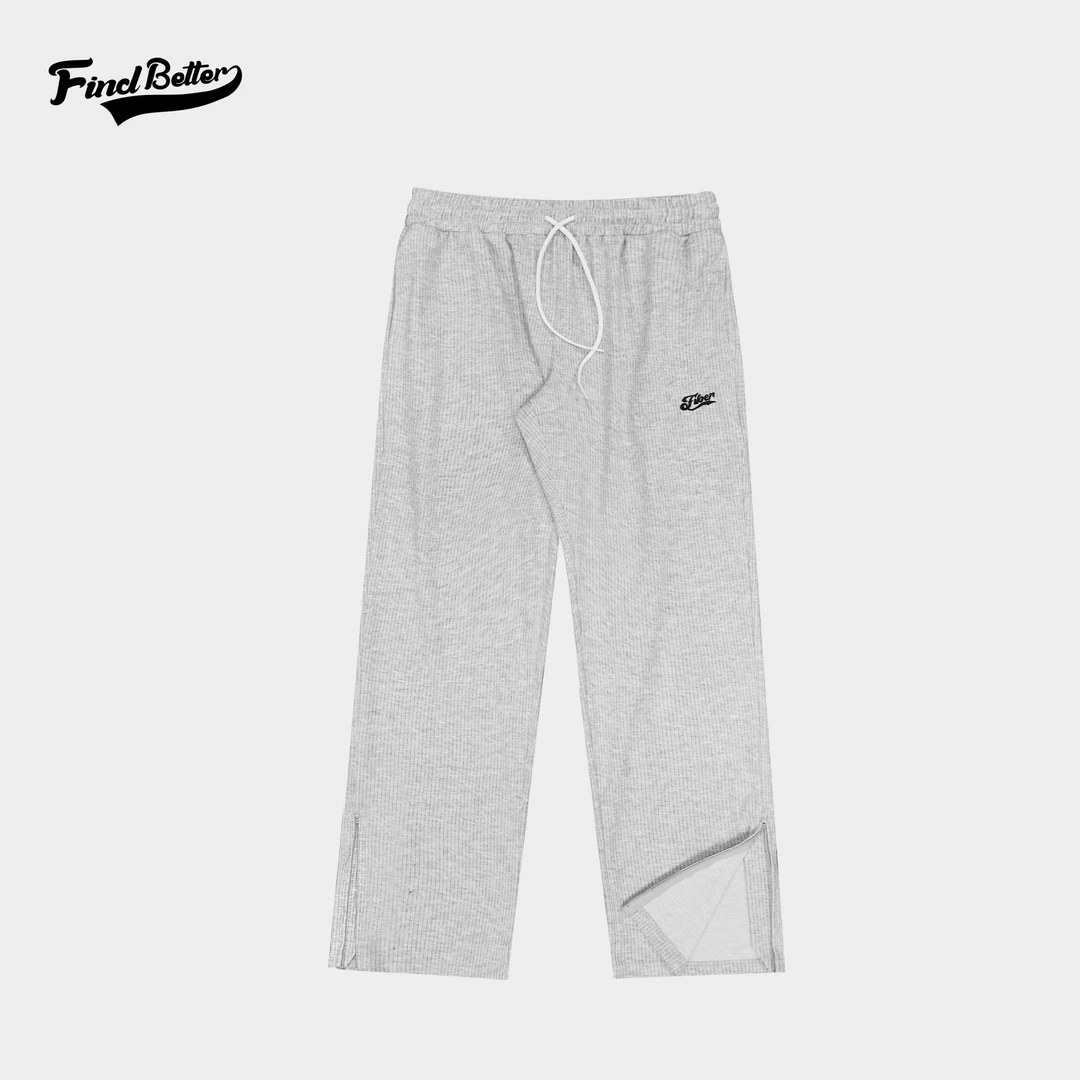 新款秋冬宽松棉感仿羊绒绣花阔腿拉链舒适经典百搭运动长裤-323