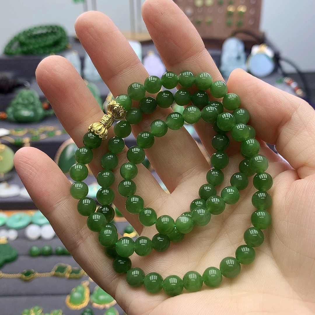 森****和田玉（碧玉）未镶嵌颈饰6mm