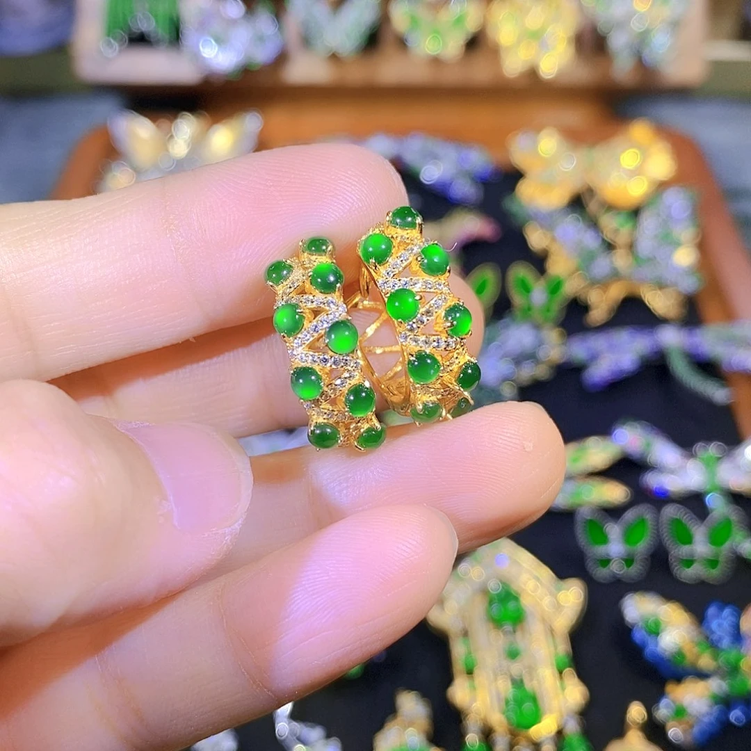 吊坠(不含链)银S925镶嵌翡翠