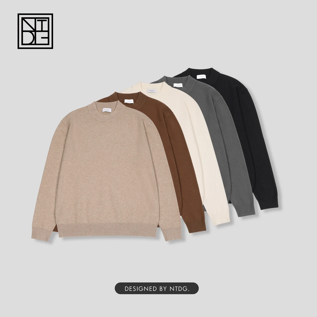 秋冬季纯色针织圆领毛衣慵懒风休闲针织衫 888