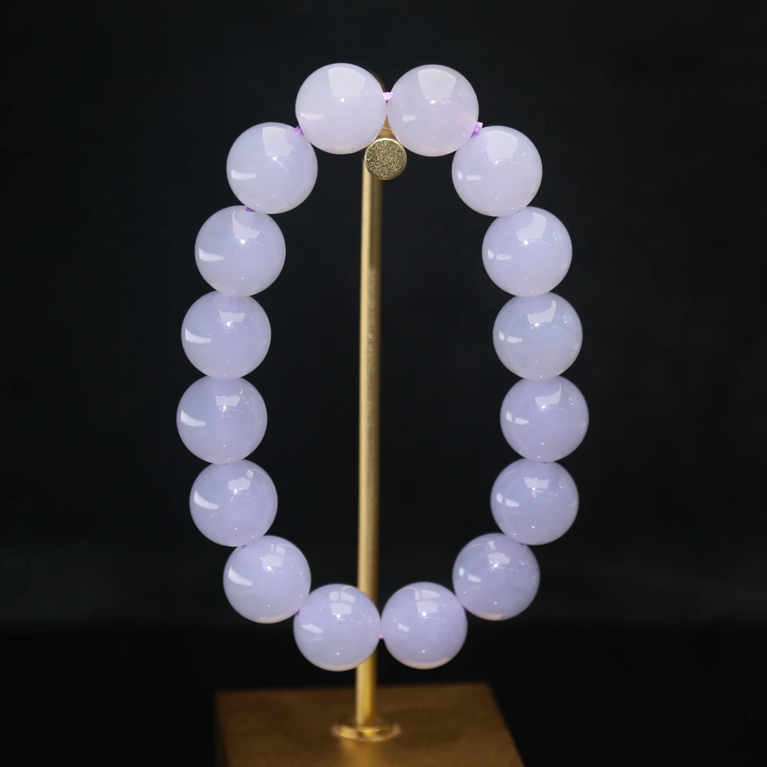 37天然缅甸翡翠A货冰紫手串/200159/北京中保拍卖