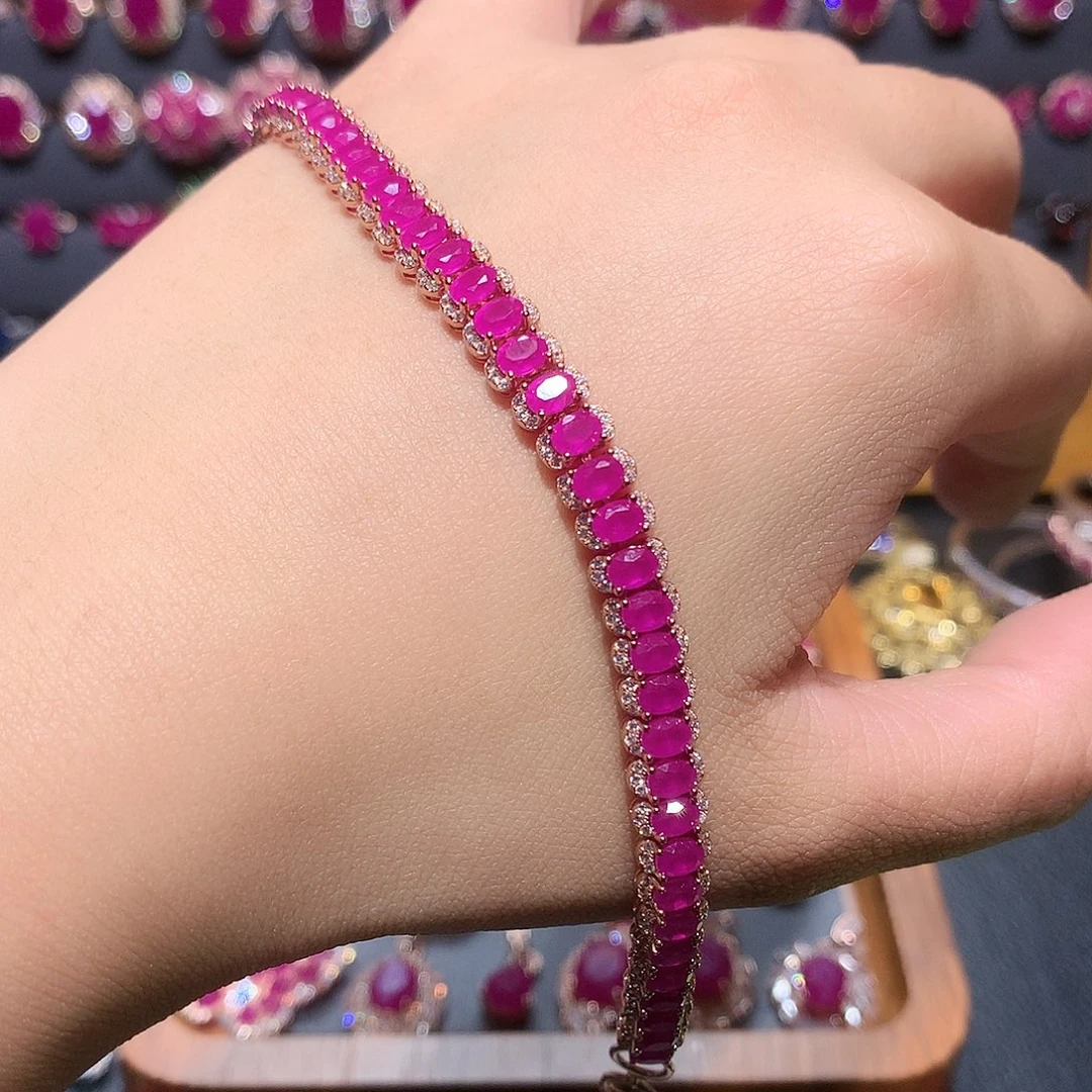 手链银S925镶嵌红宝石