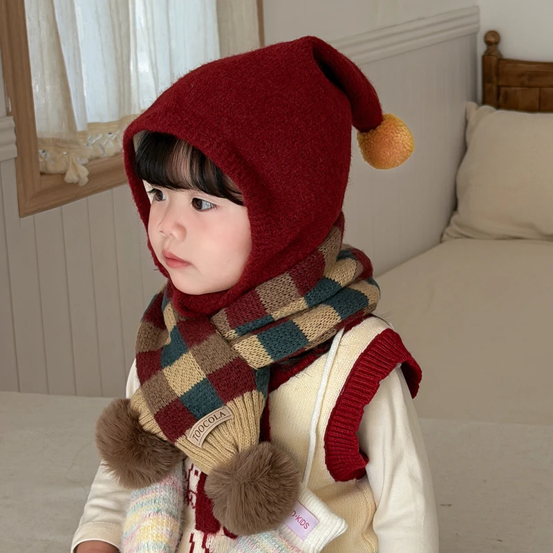 宝宝帽子毛线帽护耳帽加厚保暖秋冬精灵帽男女宝外出ins魔法帽