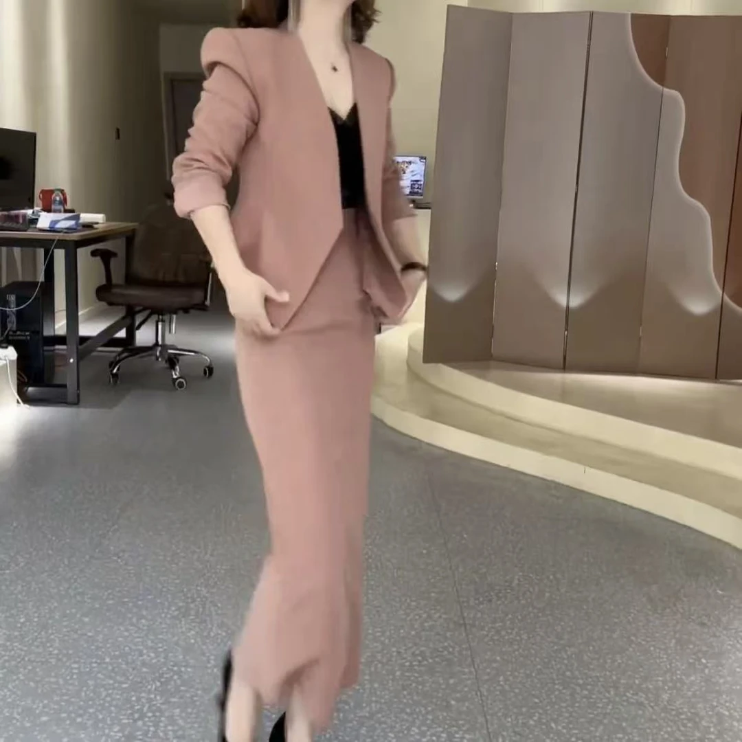 新款洋气纯色修身套装时尚潮流女装