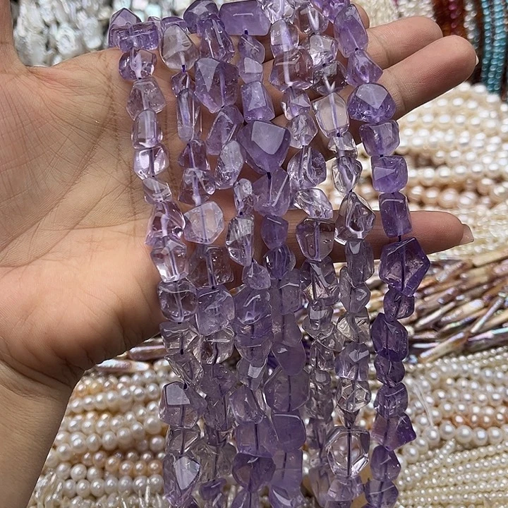 玛瑙/玉髓未镶嵌珠宝半成品一条薰衣草紫晶随型