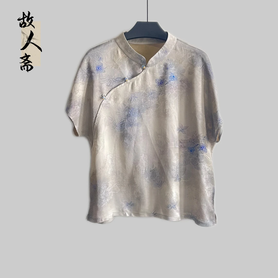 【3145】新中式国风2025新款时尚休闲提花短袖上衣-3145