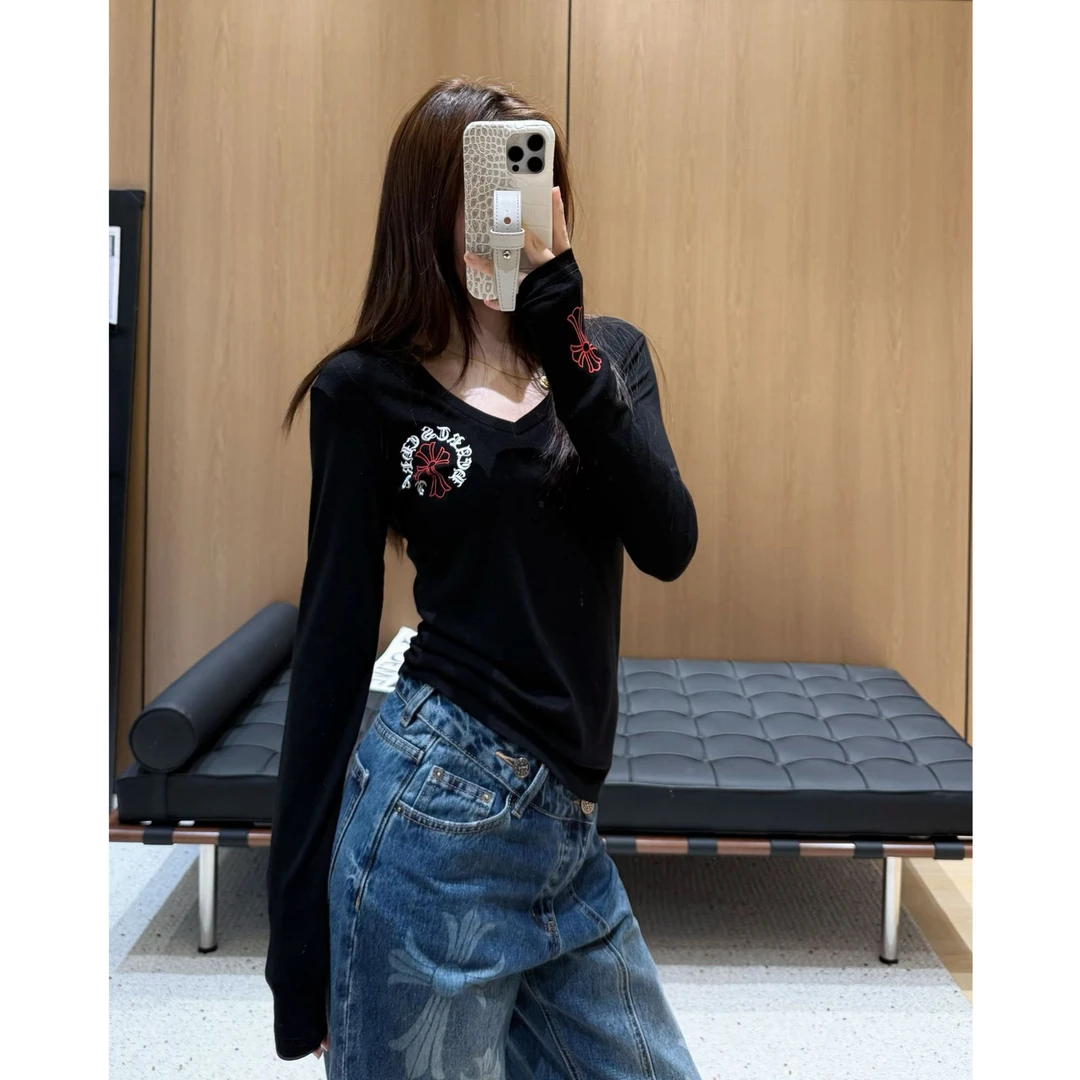 【SEVENWANG】25 | 撞色印花V领长袖T恤K21916