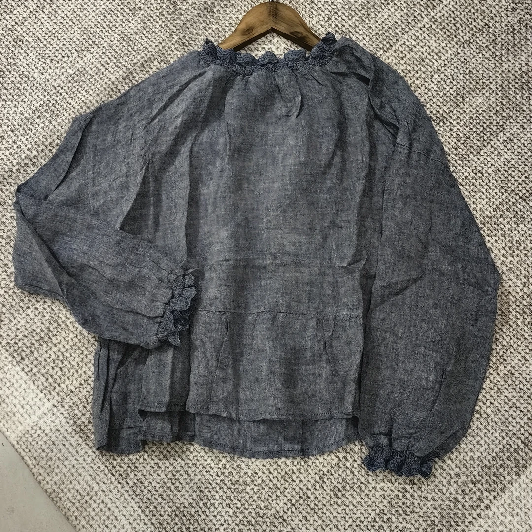 6312小花边领套头反背宫廷风衬衣衣长53胸围130