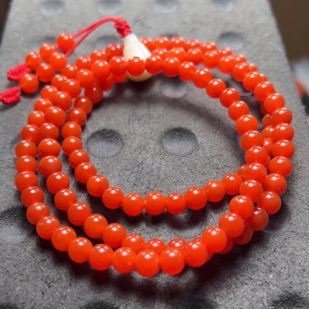 未镶嵌杨柳三眼井料南红佛珠尺寸6m m南红玛瑙