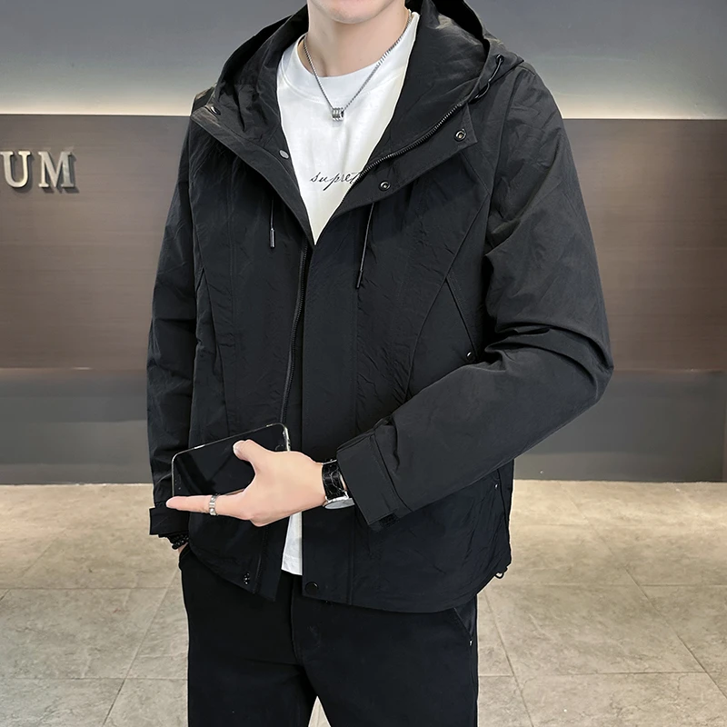 2025春季男秋季连帽男生工装宽松夹克冬季上衣加厚休闲夹克外套