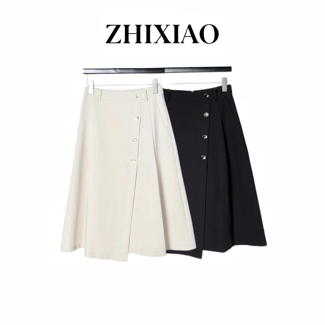 【ZHIXIAO】夏季新款：四粒扣休闲半裙86028