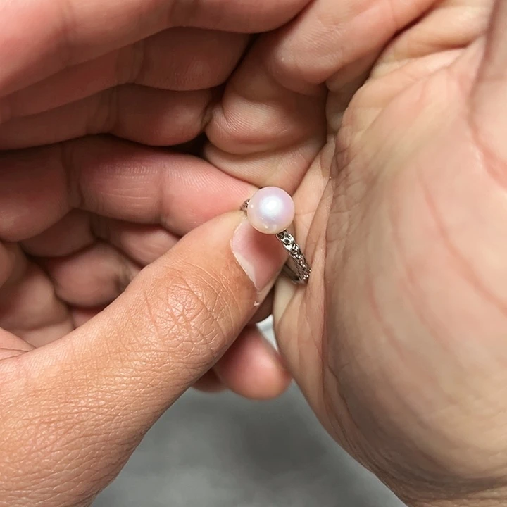 戒指钛钢淡水珍珠
