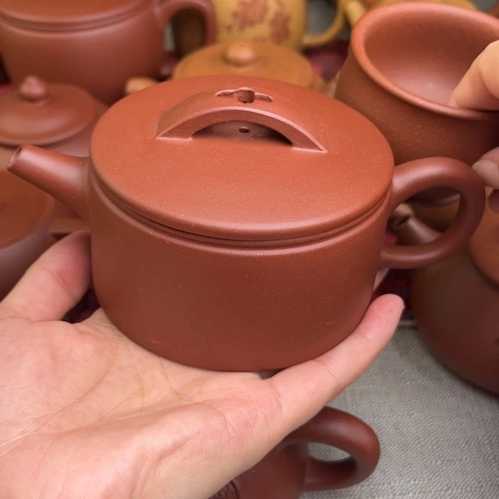 茶壶紫砂原矿红皮龙明式汉瓦精工半手250cc