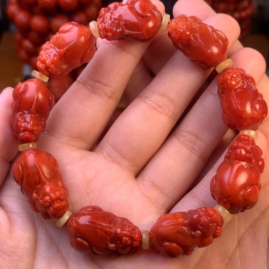 【闪购商品】南红玛瑙川料瓦西貔貅手串14尺寸未镶嵌