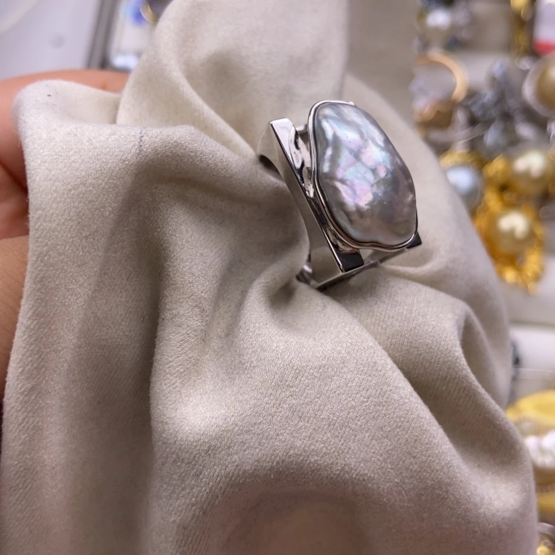 海水珍珠戒指银S925镶嵌