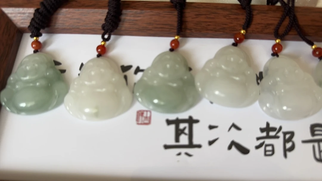 非金属大理石吊坠 大肚佛公天山翠挂坠（微瑕疵）编绳饰品玉佩雕刻