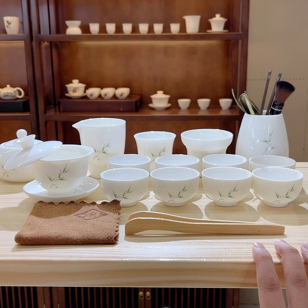 瓷片玄致羊脂玉瓷茶具套装