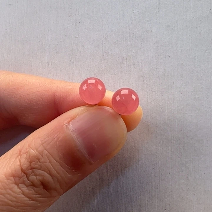 菱锰矿（红纹石）耳饰银S925镶嵌