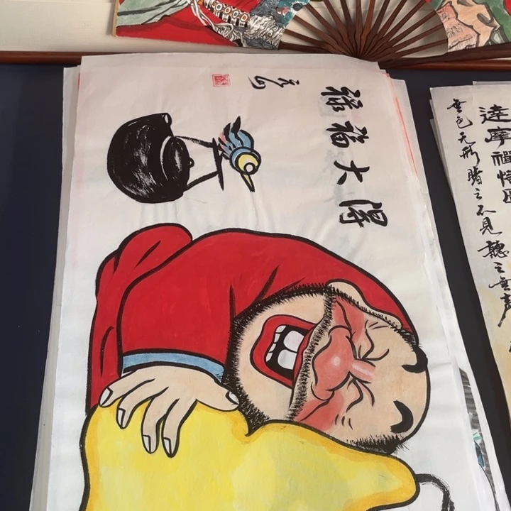 国画禅意画手绘人物书法作品