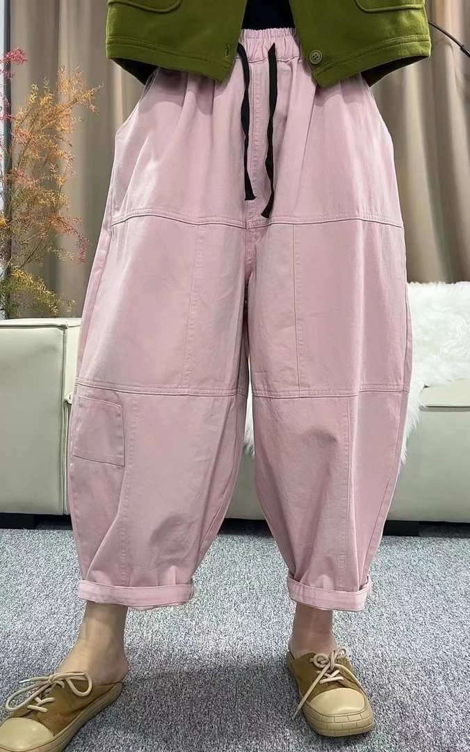 25011款春夏秋宽松水洗休闲裤做旧设计百搭时尚潮流个性哈伦裤