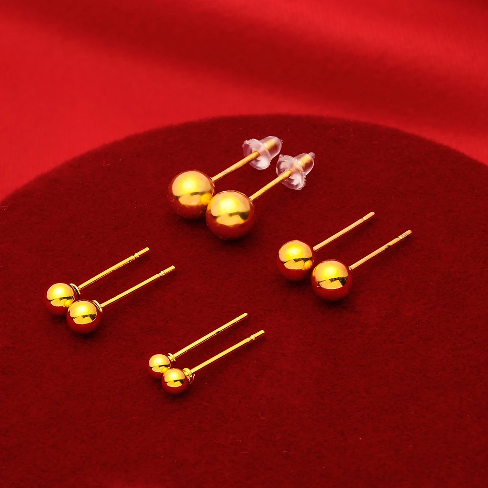 铜合金耳饰 简约光面磨砂金色圆珠耳钉女 通用链接