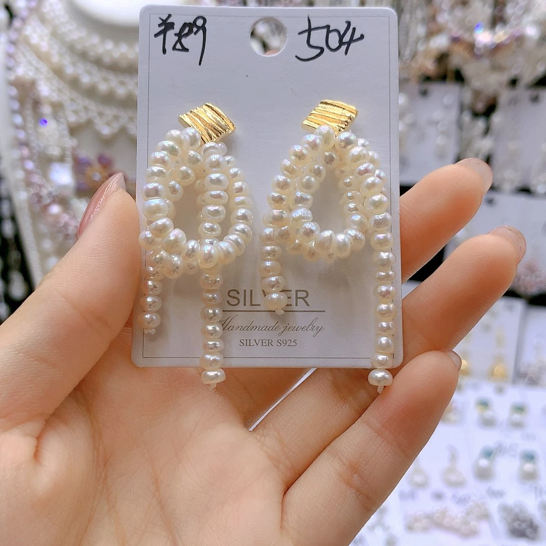 银S925镶嵌耳饰淡水珍珠
