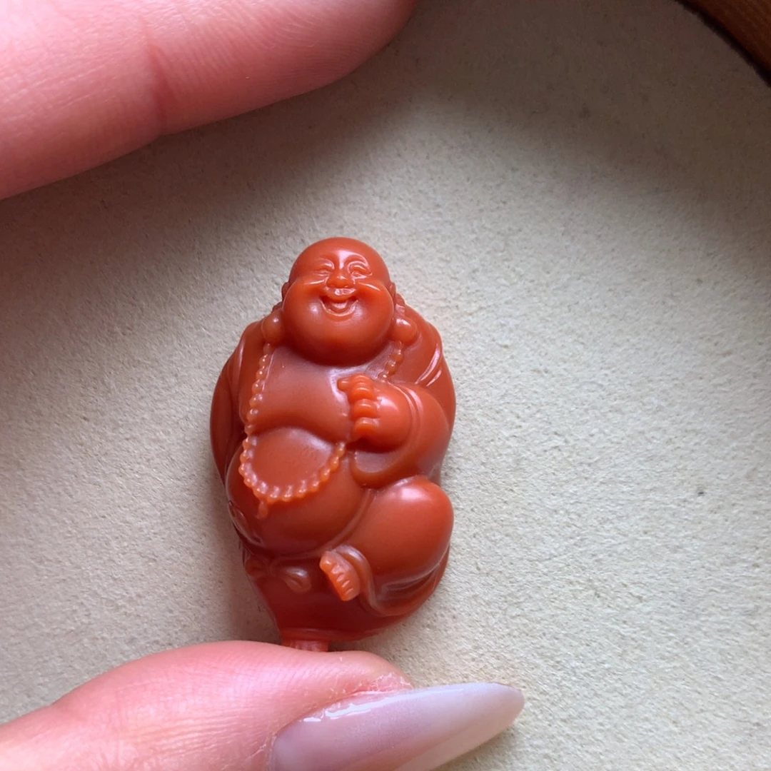 火***山南红玛瑙未镶嵌保山天然原矿南红米勒佛吊坠