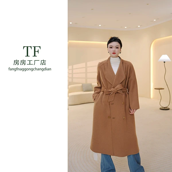 房房-2223 时尚秋冬毛呢外套西装领毛呢大衣设计师长款呢大衣