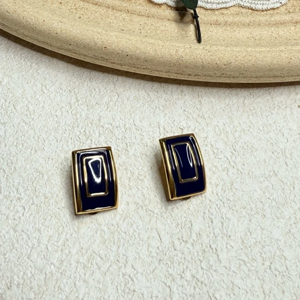 铜合金珐琅耳饰 【六六中古】孤品复古耳夹ap6797