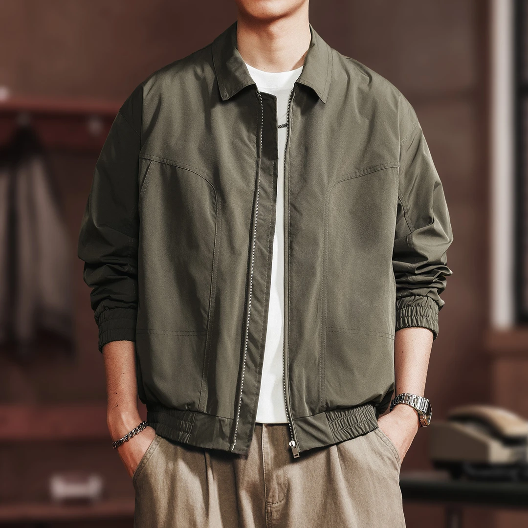 U&PURA高端日系复古工装夹克男秋季新款翻领纯色百搭潮牌休闲外套