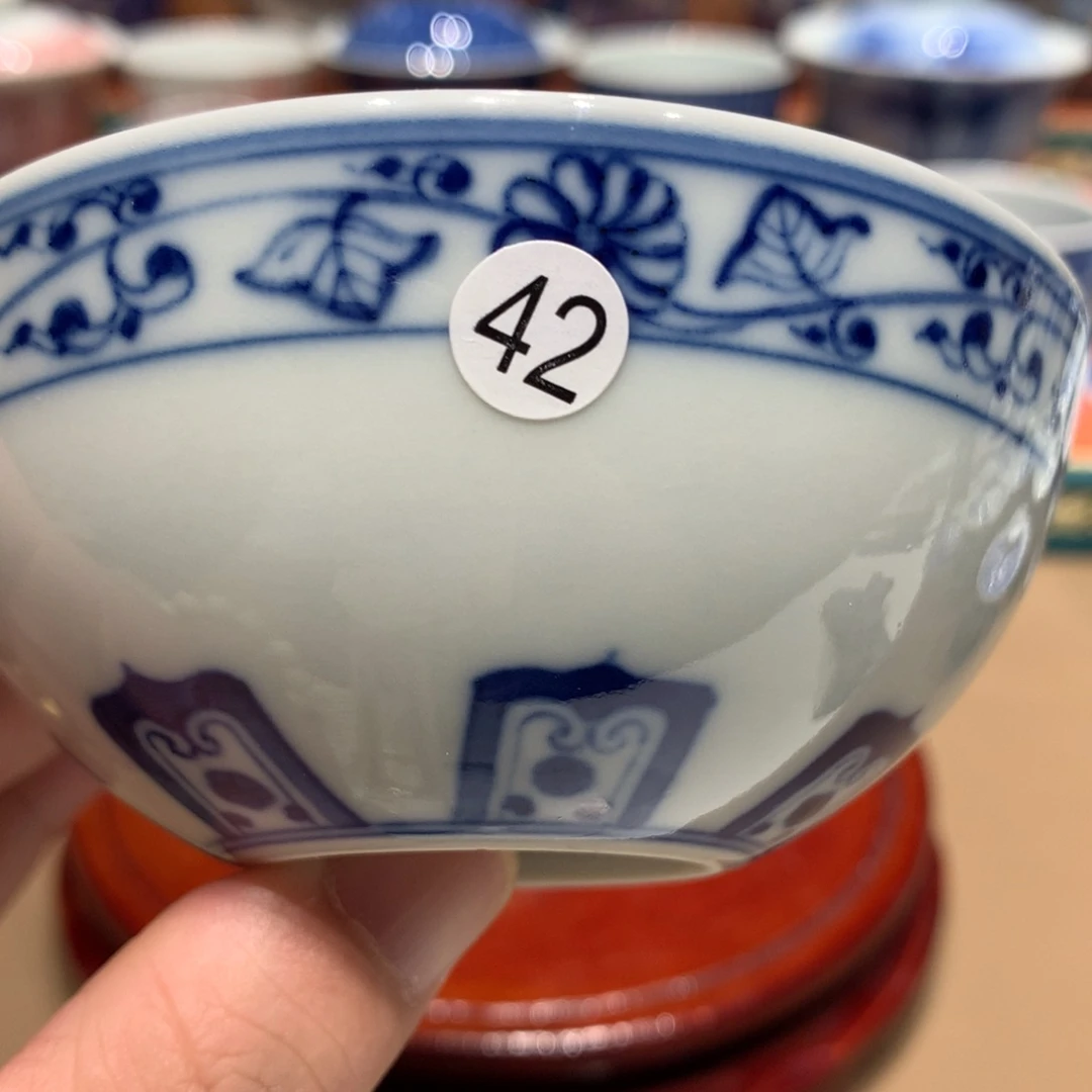 摆件琯*42青花宝相普洱杯一只