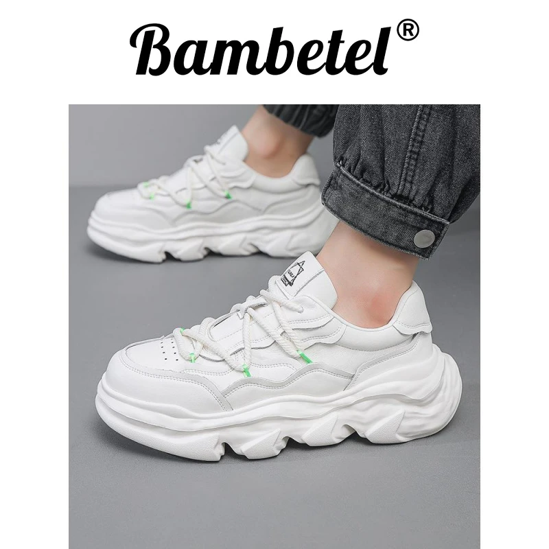 Bambetel老爹鞋厚底增高潮鞋鞋子透气春季男鞋子小白鞋真皮舒适休