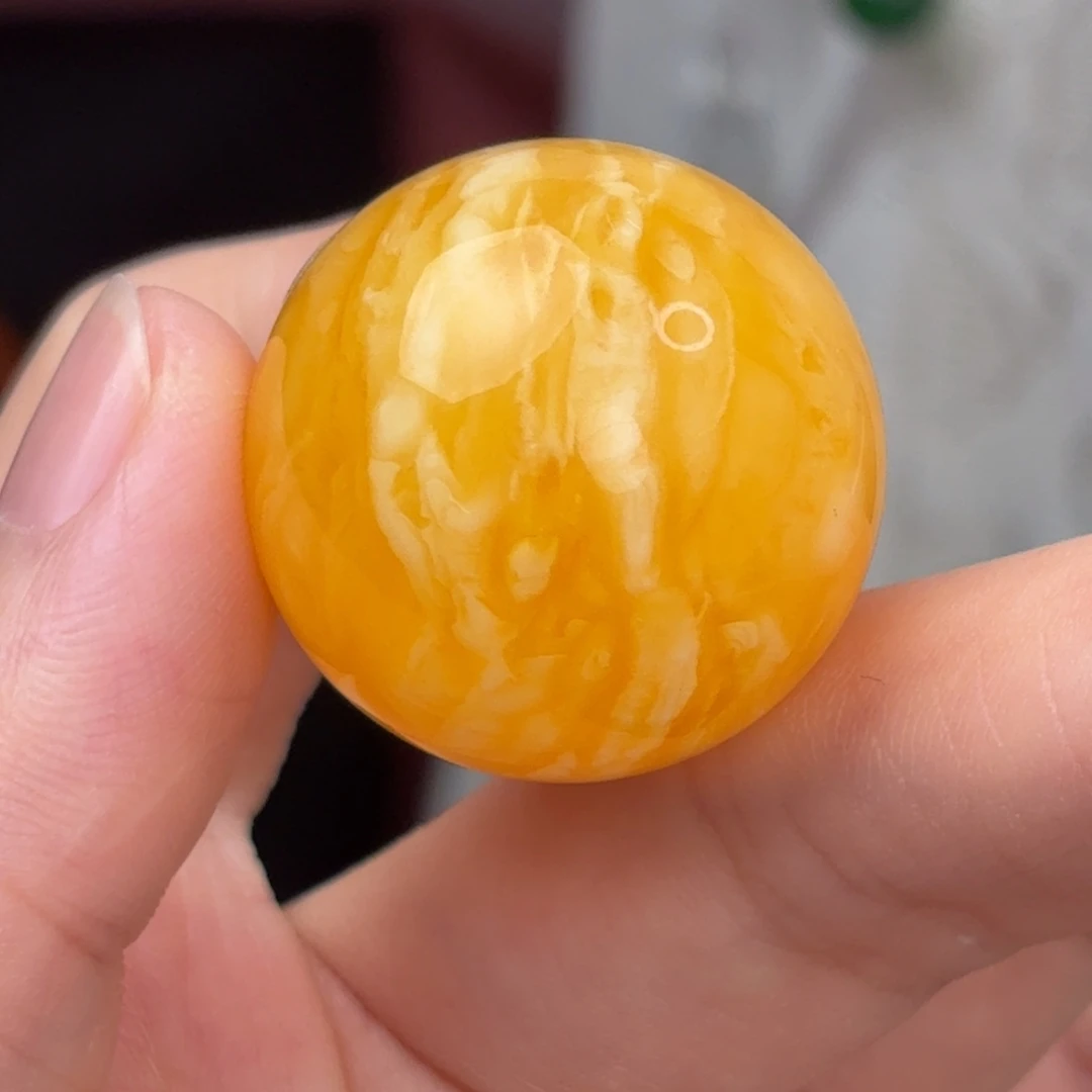 裸石虫珀未镶嵌虎皮纹单珠