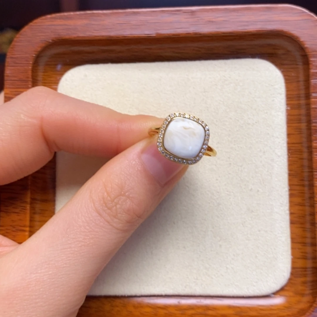 【闪购商品】蜜蜡戒指银S925镀金镶嵌戒指