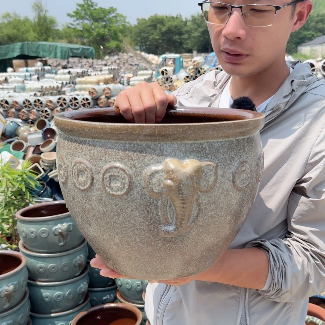 紫砂花盆口30高20（一个灰色水缸大象