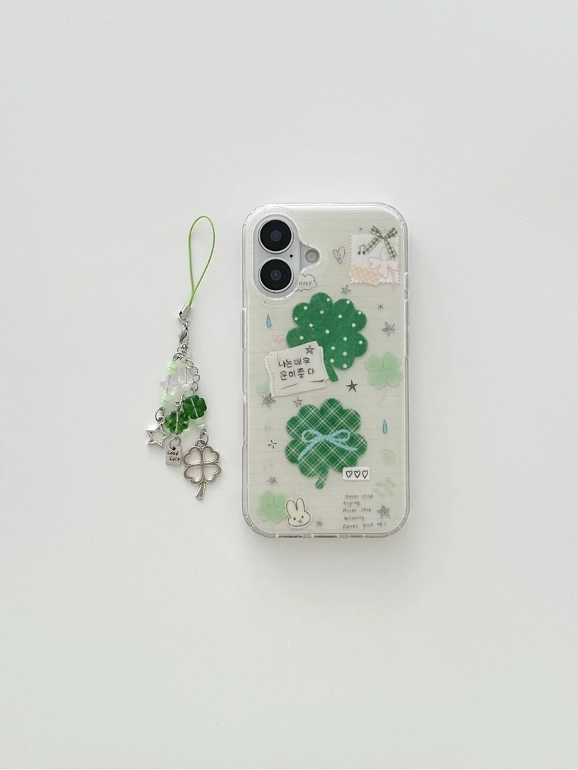 IMD四叶草日记适用iphone16苹果15果冻手机壳小米OPPOVIVO荣耀