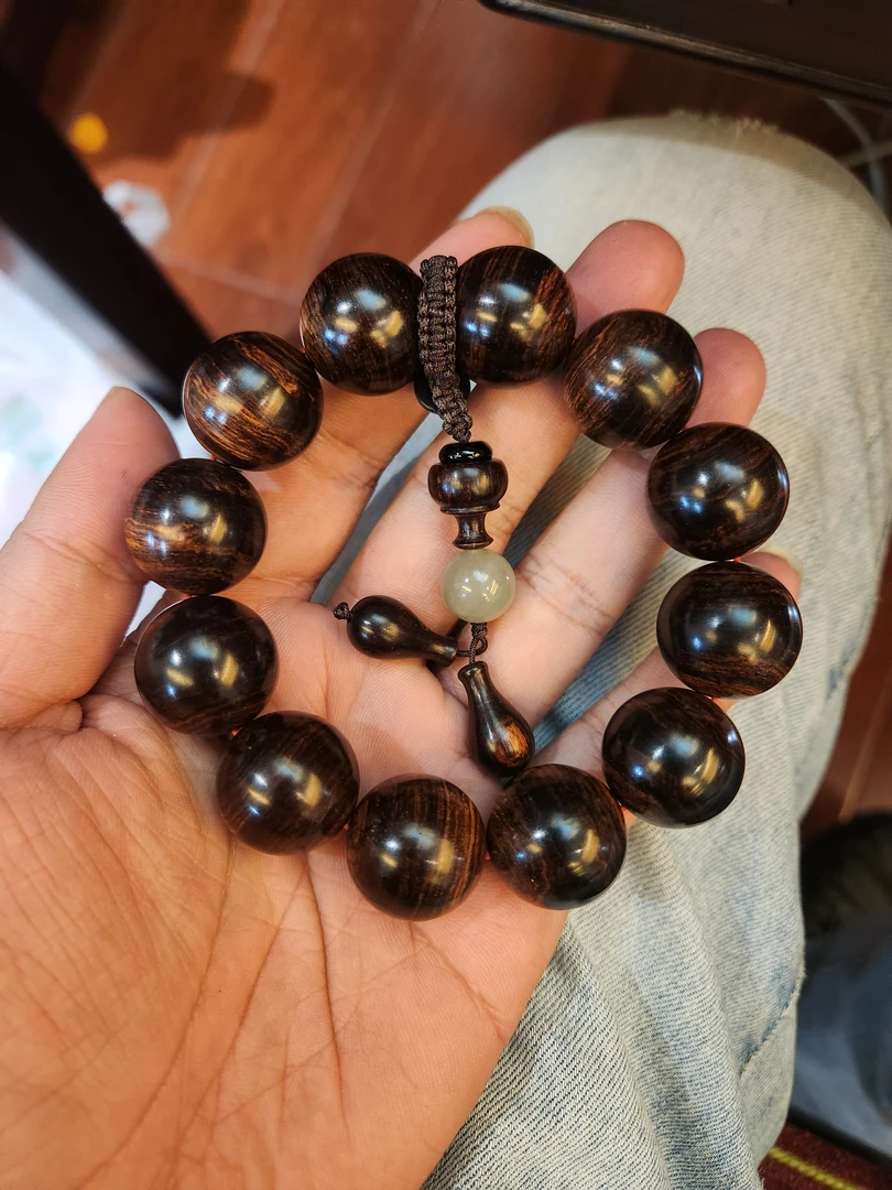 海南黄花梨2.0西瓜虎皮紫油梨单圈手串