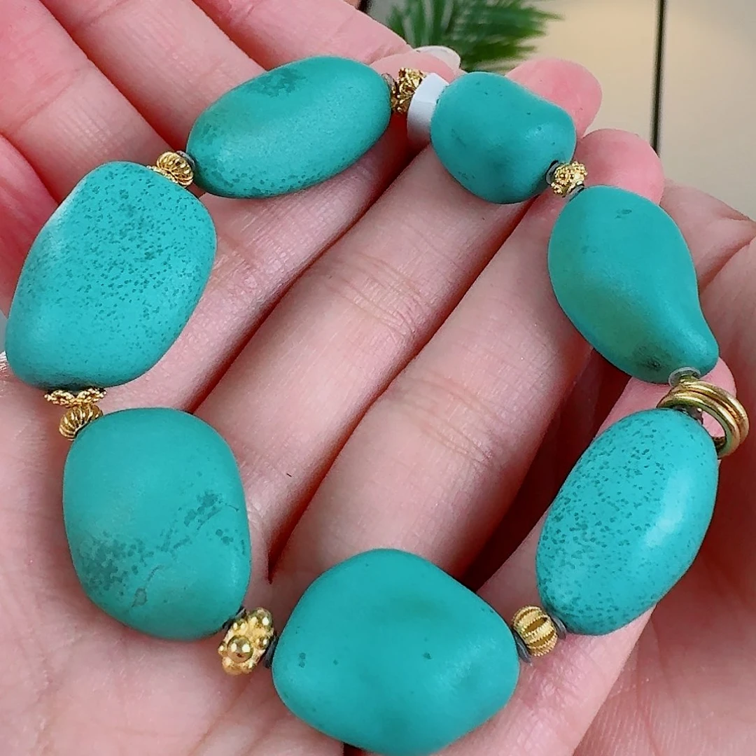 绿松石珠宝奇石18K金镶嵌