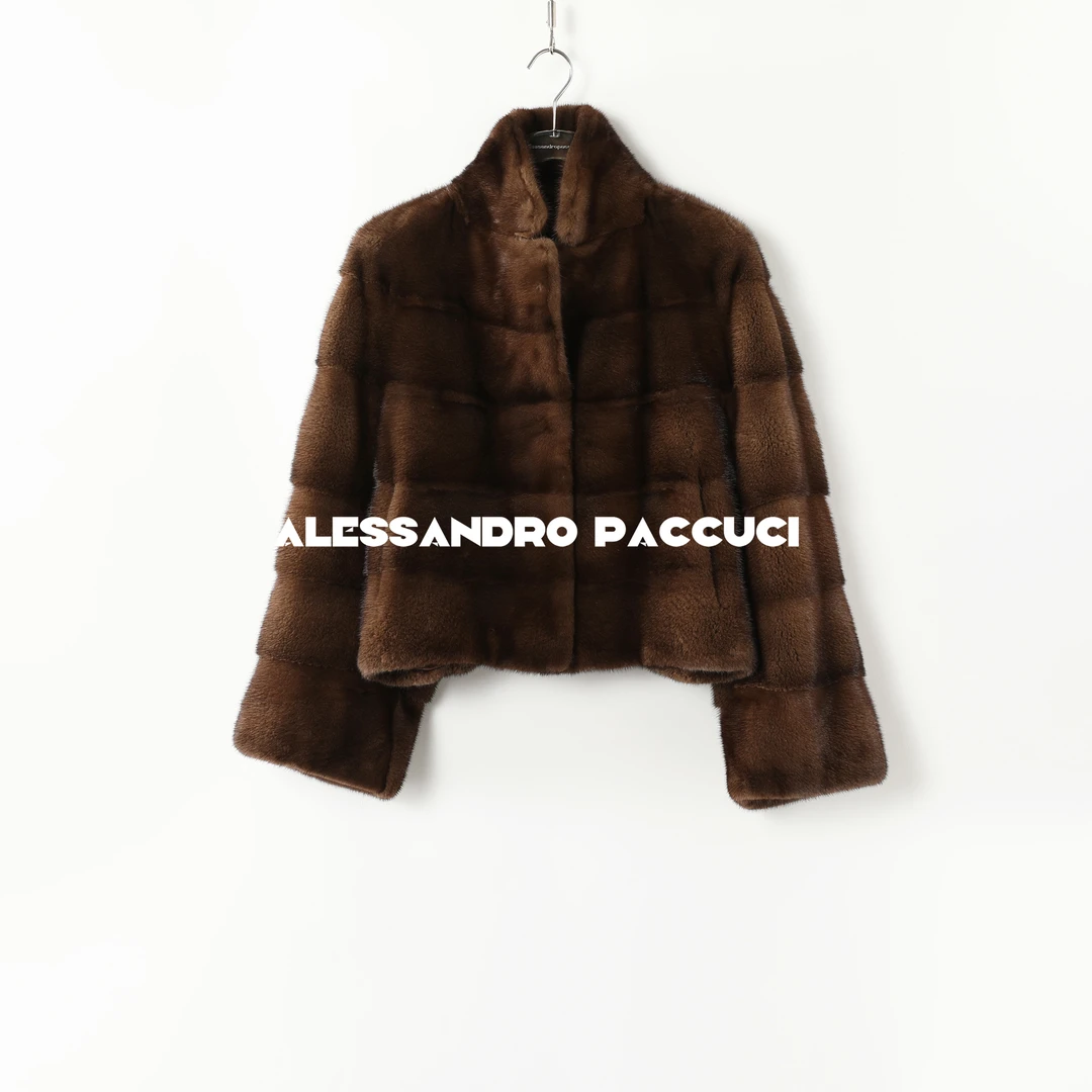 SAGA✖AP洛哥44083CS【冰雪来信】进口水貂+桑蚕丝内里抽刀皮草外套