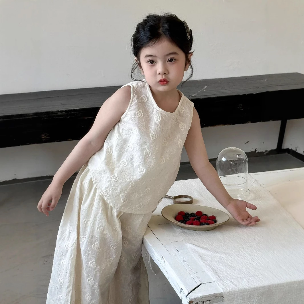 童套装莱抱抱2025夏季新品韩式童装蕾丝柔软舒适刺绣花边女童套装