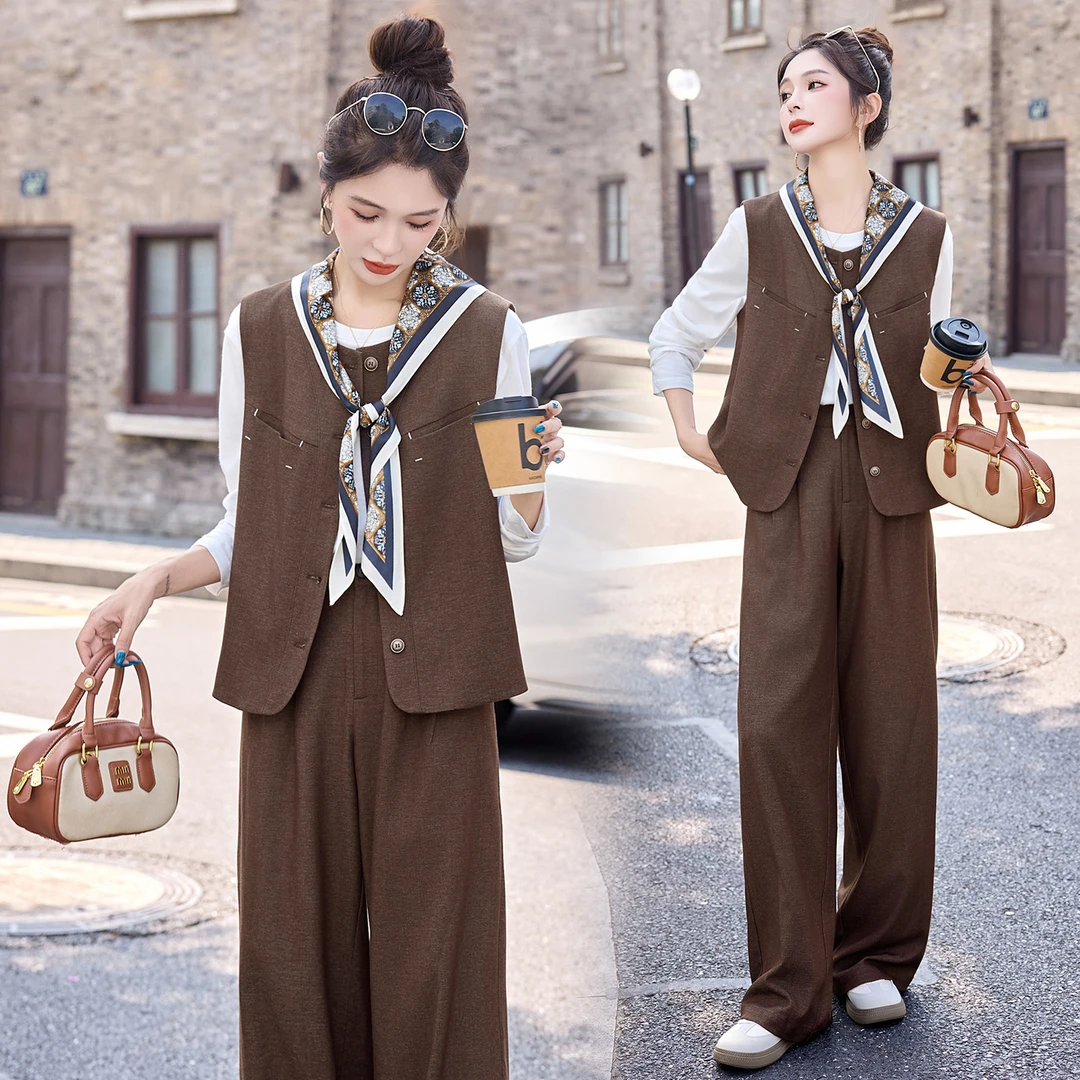 2025秋季新款搭配围巾气质四件套装知春序清冷松弛纯欲慵懒风女装